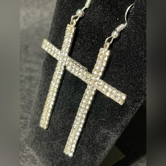 Sparkle Cross Earrings - Picture 3 of 4